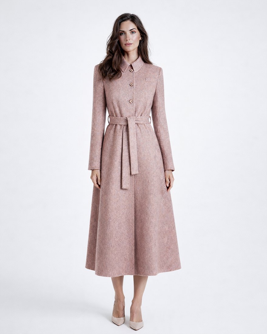 Пальто как платье с юбкой-трапецией, цвет «Лепестки розы» www.EkaterinaSmolina.ru