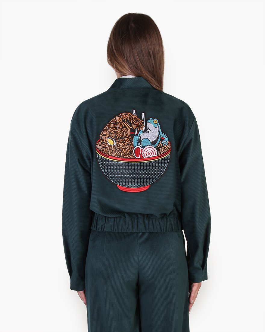 Костюм бомбер и брюки из изумрудного велюра www.EkaterinaSmolina.ru