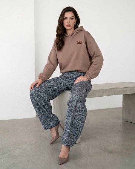 Худи на резинке с капюшоном цвета "Капучино"