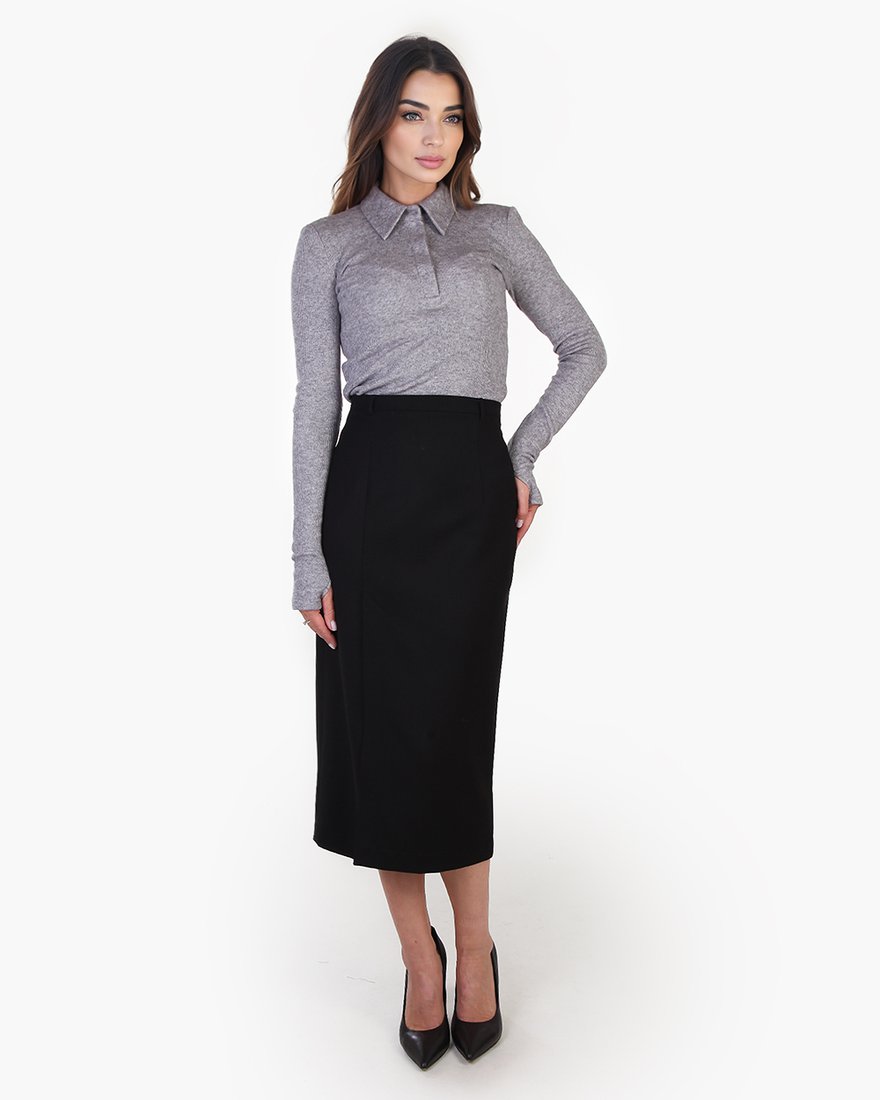 Юбка-карандаш с разрезом  в черном цвете www.EkaterinaSmolina.ru
