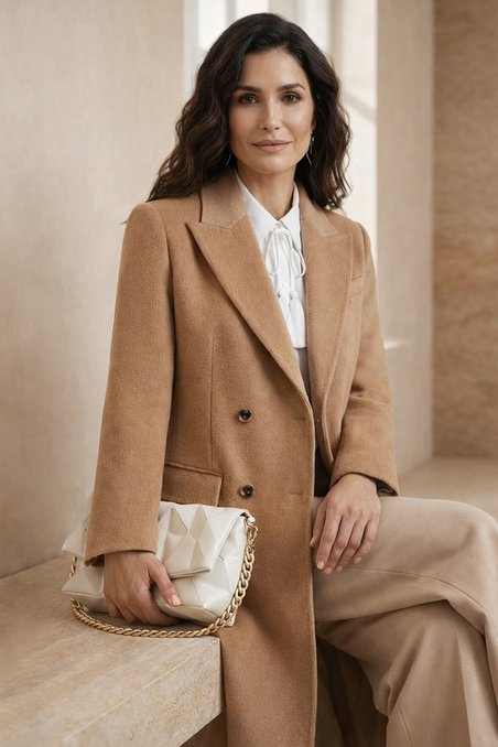 Пальто с английским воротником, цвет «Медовая нуга»