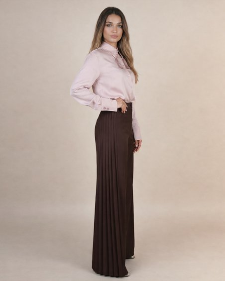 Брюки с плиссированными вставками, цвет «Горький шоколад»