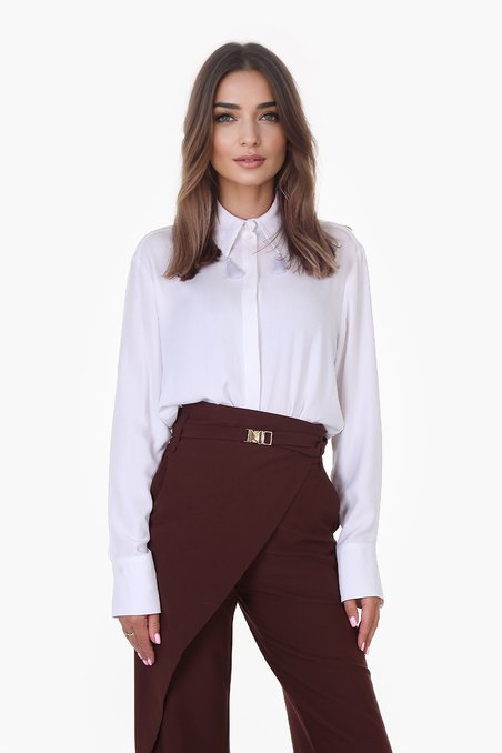 Брюки-клеш с полубаской, шоколадного цвета