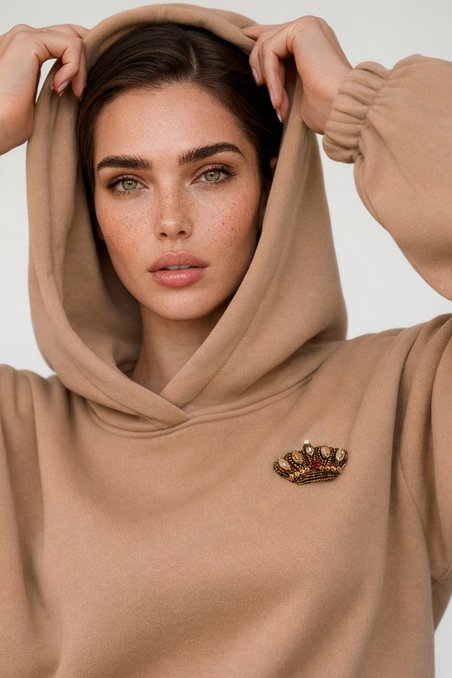 Худи на резинке с капюшоном цвет "Мускатный орех"