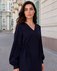 Платье с пышными рукавами, сапфирового цвета  www.EkaterinaSmolina.ru