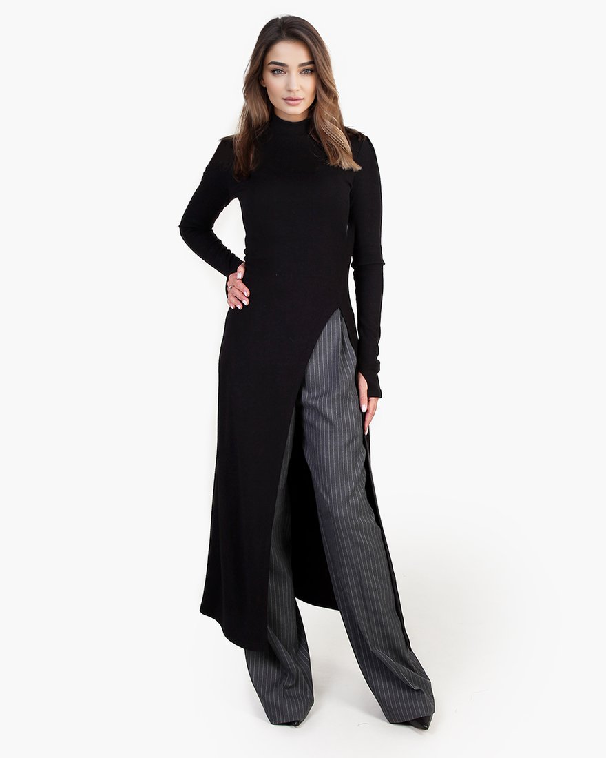 Бадлон-туника в рубчик с разрезом www.EkaterinaSmolina.ru