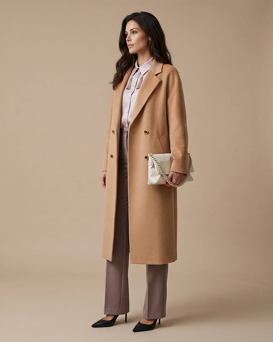 Пальто с цельнокроенным рукавом, цвет «Медовая нуга» www.EkaterinaSmolina.ru