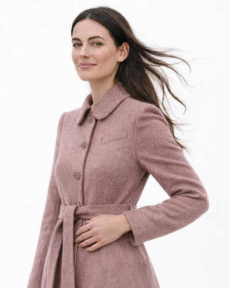 Пальто как платье с юбкой-трапецией, цвет «Лепестки розы»