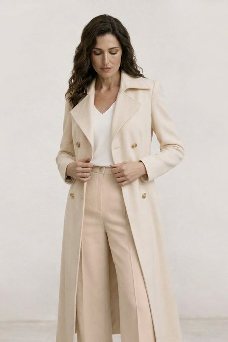 Пальто-тренч из водоотталкивающего бархата, «Кремовый»