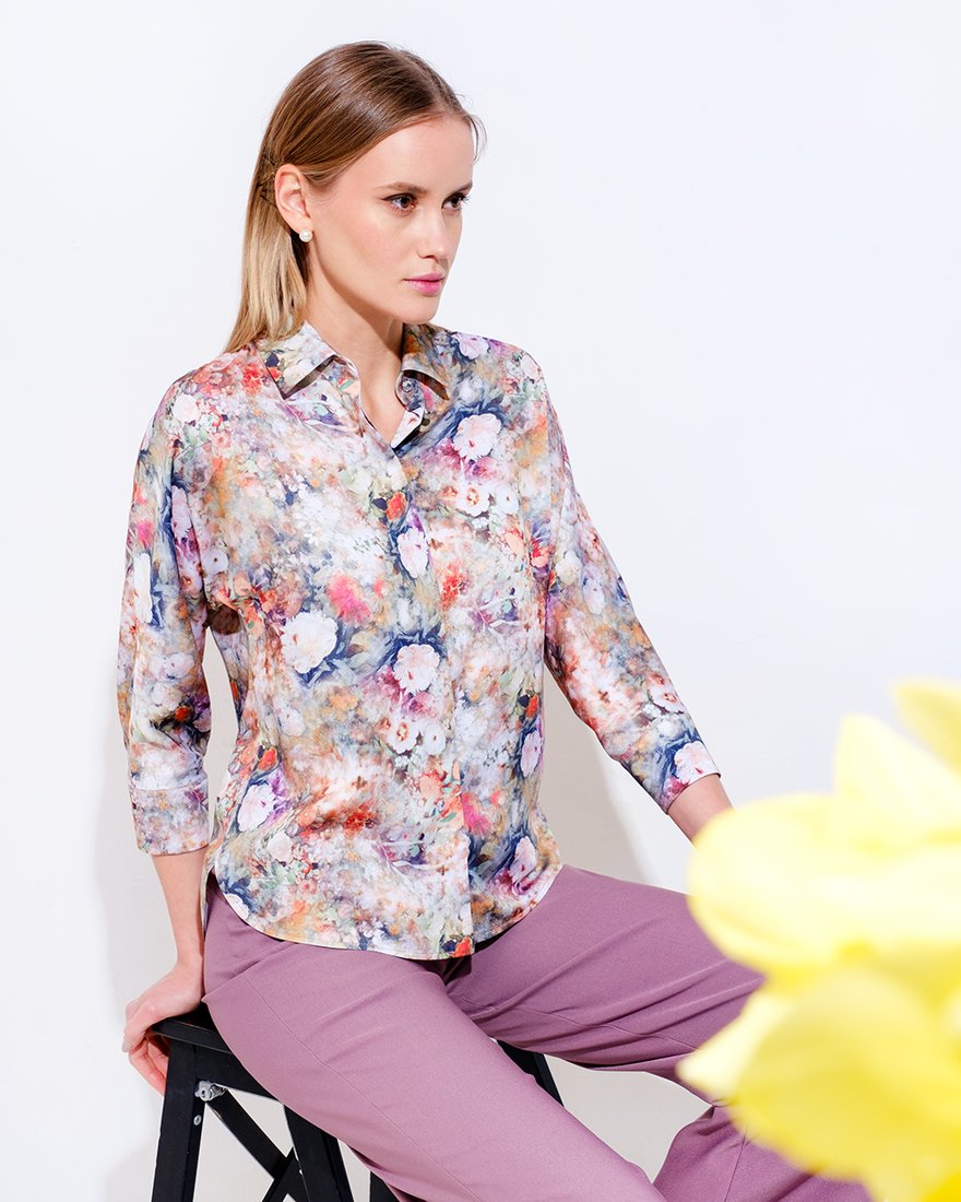 Блуза в акварельный цветочный принт www.EkaterinaSmolina.ru