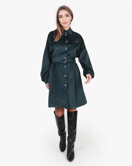 Платье-рубашка «Кошачий взгляд», цвет изумрудный