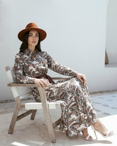 Платье-рубашка с принтом «Пальмовые листья» 