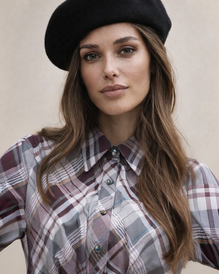 Платье-рубашка в клетку с поясом-лентами