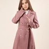Пальто с заниженной юбкой плиссе, розовое