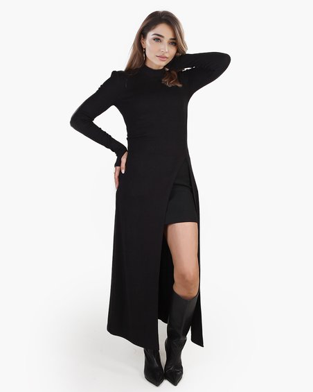 Бадлон-туника в рубчик с разрезом