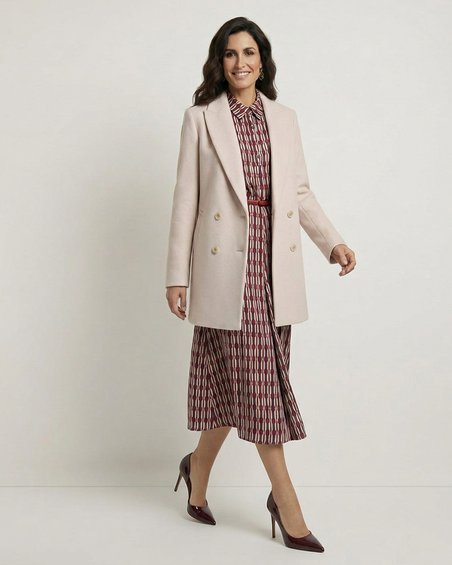 Полупальто-жакет из шерстяного драпа, жемчужно-розового цвета