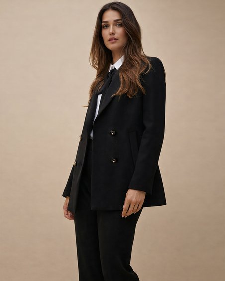 Полупальто-жакет, цвет глубокий черный