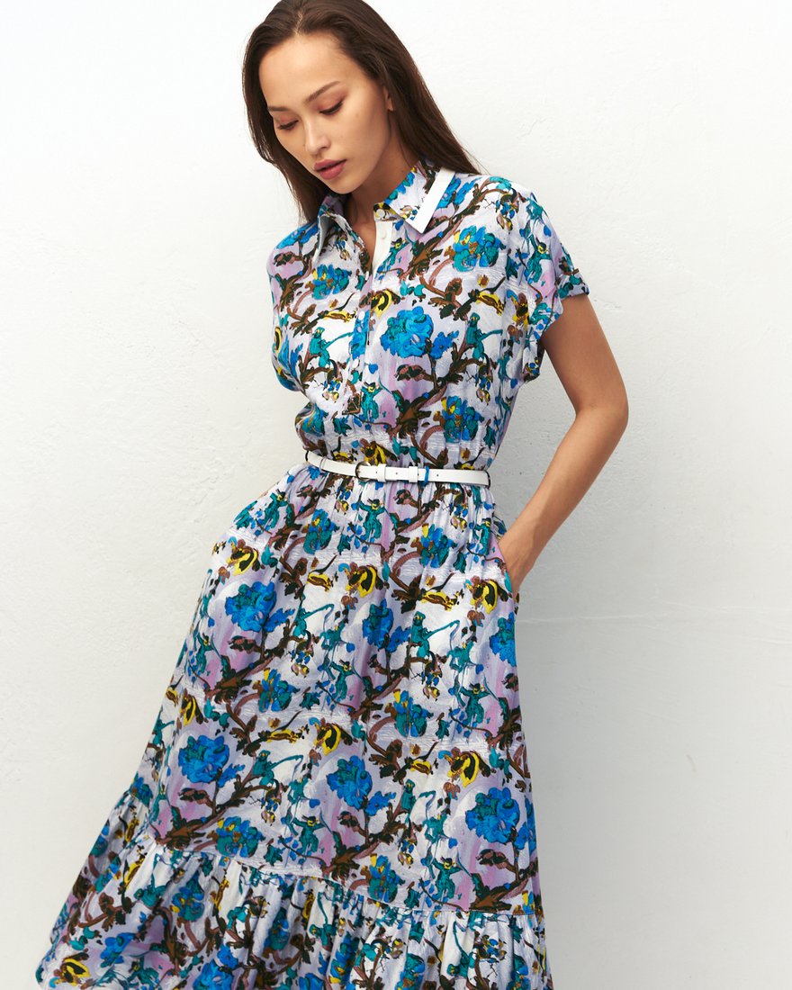 Платье-рубашка в растительный принт www.EkaterinaSmolina.ru