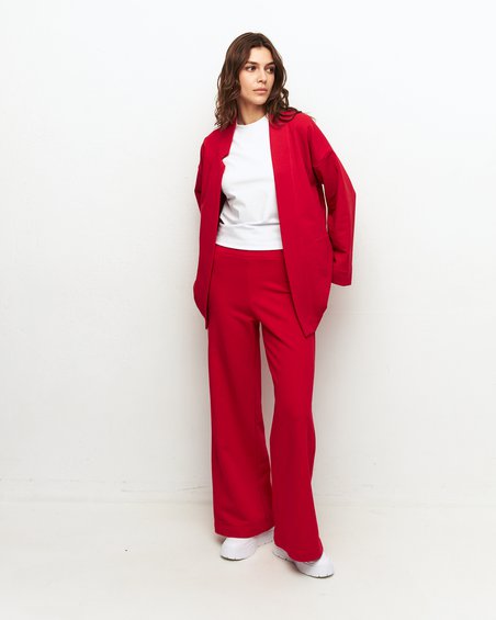 Жакет с прорезными карманами ярко-красного цвета