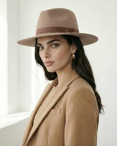 Фетровая шляпа Denis с рельефом на тулье, бежевая