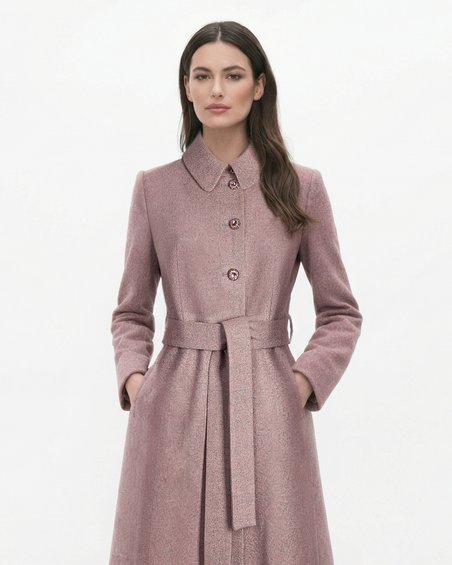 Пальто как платье с юбкой-трапецией, цвет «Лепестки розы»