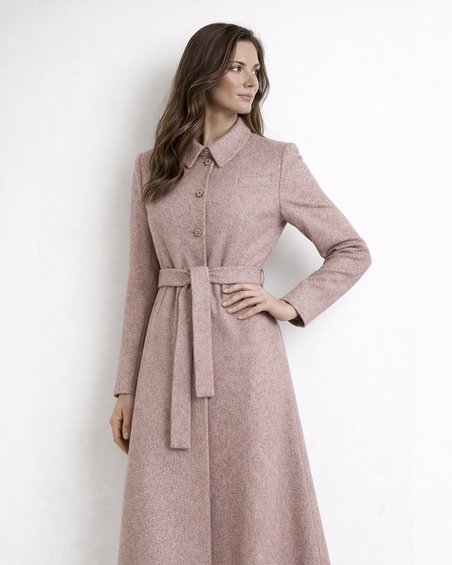 Пальто как платье с юбкой-трапецией, цвет «Лепестки розы»