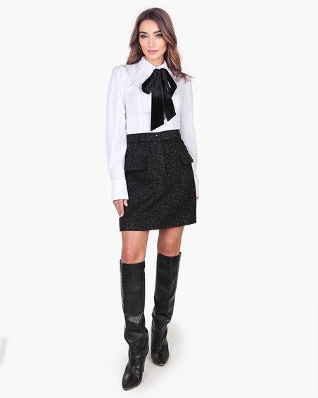 Мини-юбка из твида, цвета мерцающего ночного неба