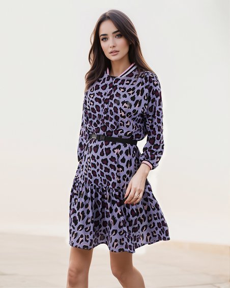Платье-бомбер в леопардовый принт
