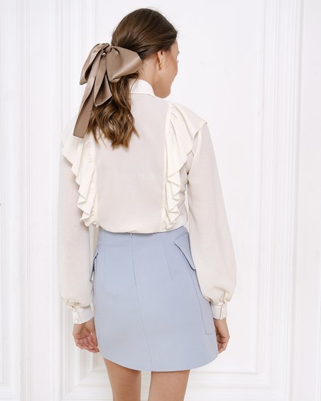 Блуза с отложным воротником со стойкой из вискозной ткани