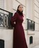 Пальто с пышными рукавами и юбкой плиссе, брусничного цвета www.EkaterinaSmolina.ru