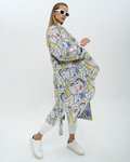 Limited edition. Пальто-кимоно с принтом “Лица”