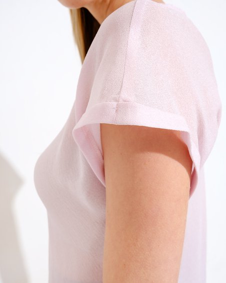 Блуза-футболка из шелка, розового цвета