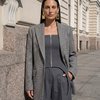 Однобортный жакет прямого кроя, дымчато-серый