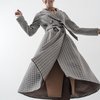 Пальто в гусиную лапку с расклешенной юбкой