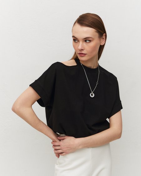 Блуза черного цвета без подкладки
