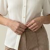 Блуза с воротником-стойкой и рукавами-фонариками, цвет белоснежный