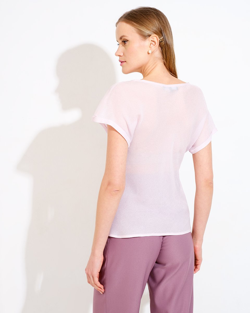 Блуза-футболка из шелка, розового цвета