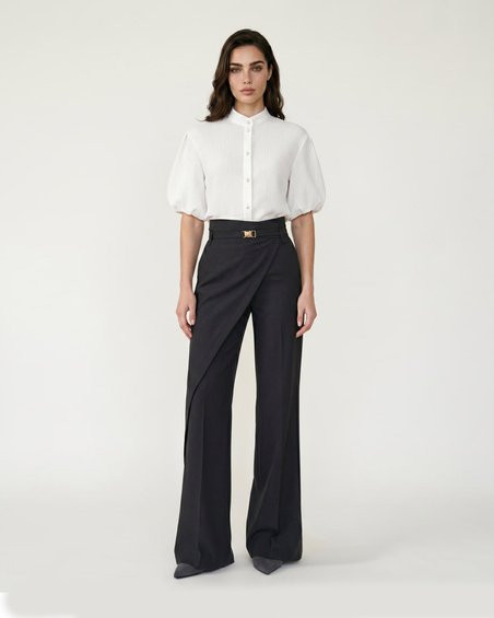 Брюки на запах темно серые