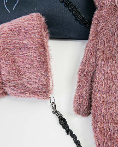 Варежки с декором «Яблочки», розовый меланж