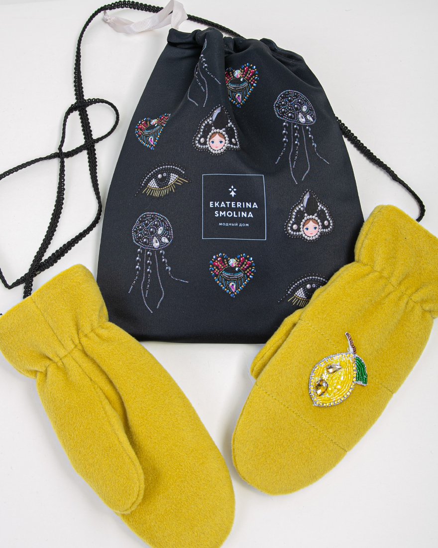 Варежки с декором «Лимоны» www.EkaterinaSmolina.ru