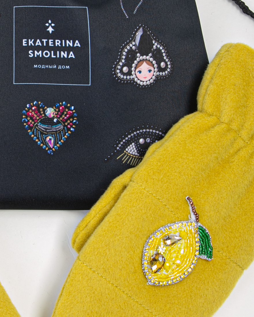 Варежки с декором «Лимоны» www.EkaterinaSmolina.ru