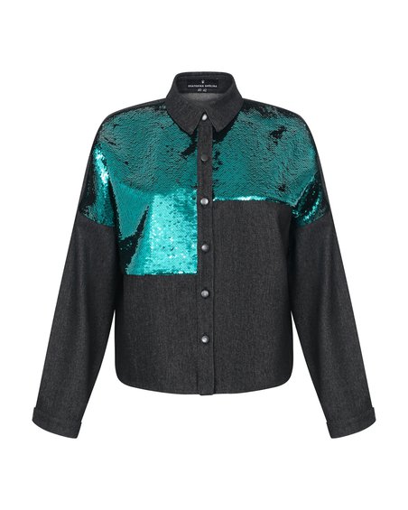 Блуза классическая графитового цвета с рубашечным воротником
