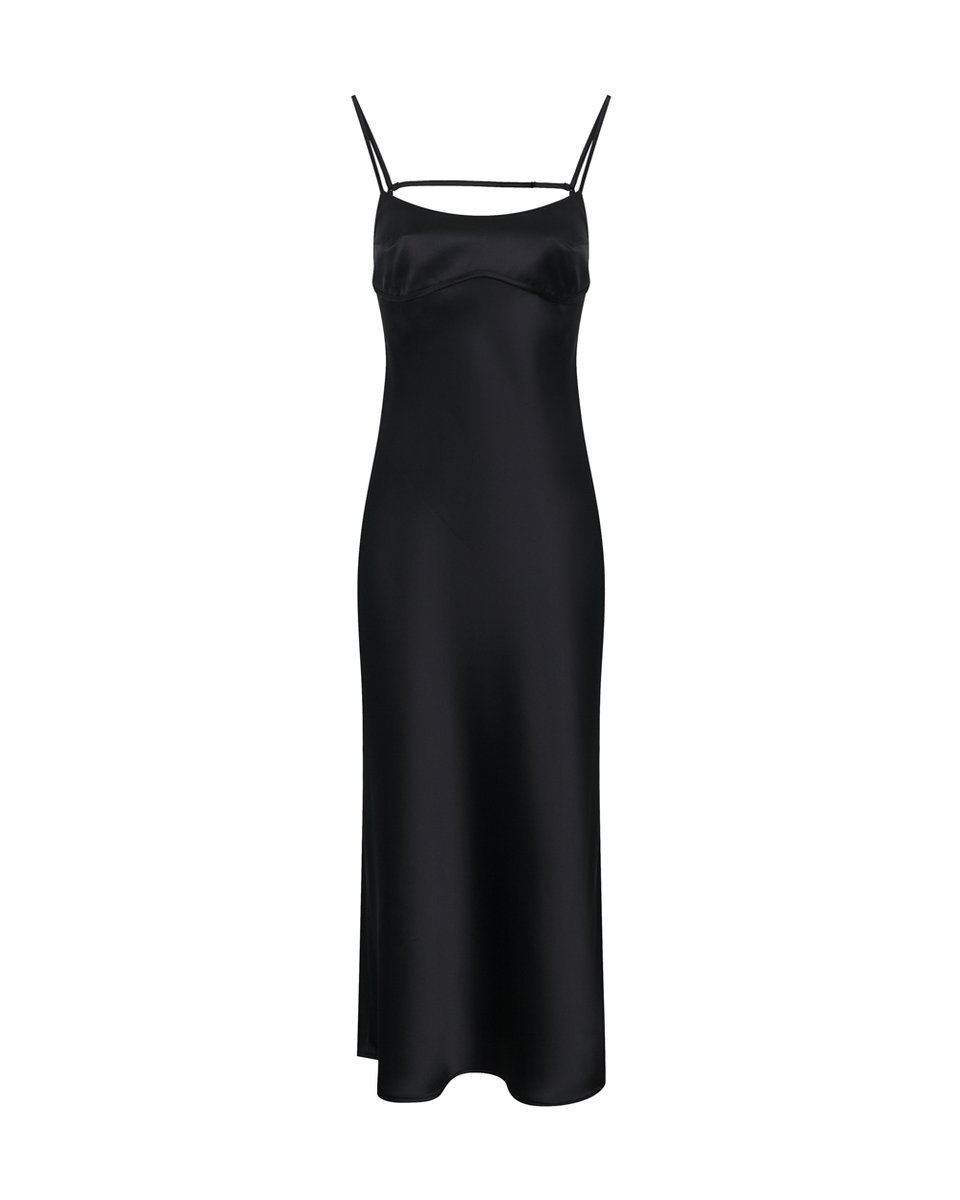 Платье-сорочка с лифом и открытой спиной, черное