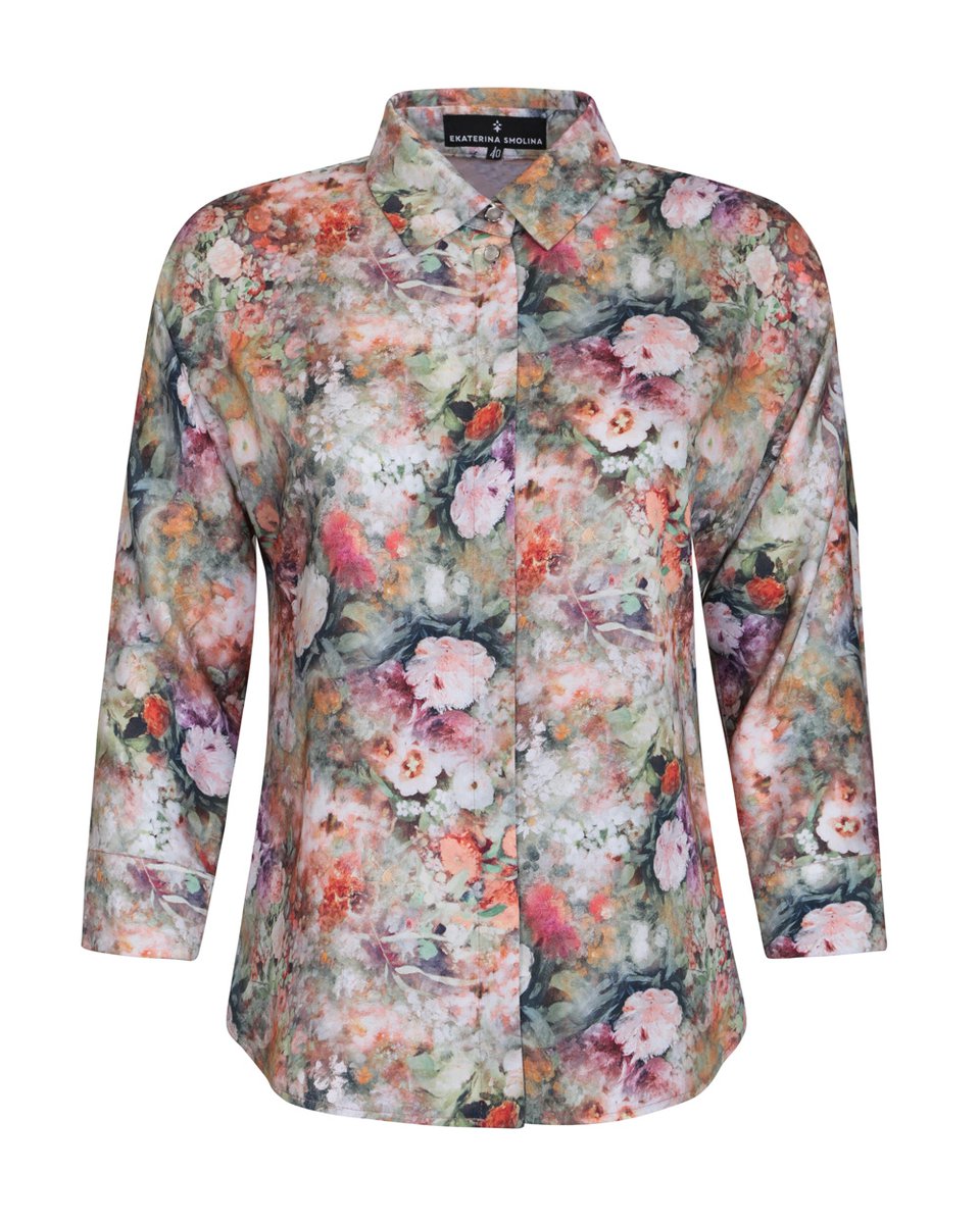 Блуза в акварельный цветочный принт