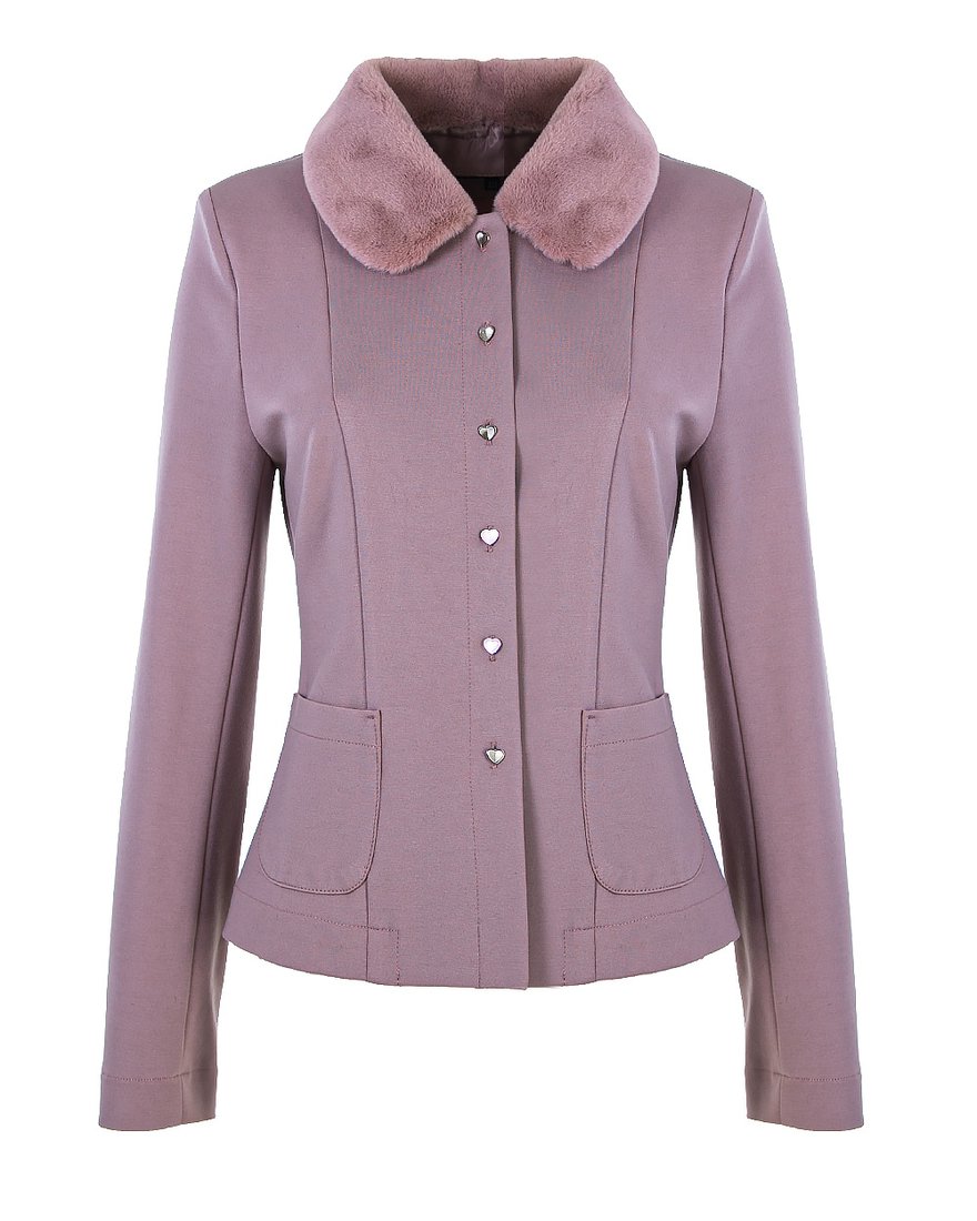 Жакет из джерси с меховым воротником, цвет «Пепельная роза» www.EkaterinaSmolina.ru