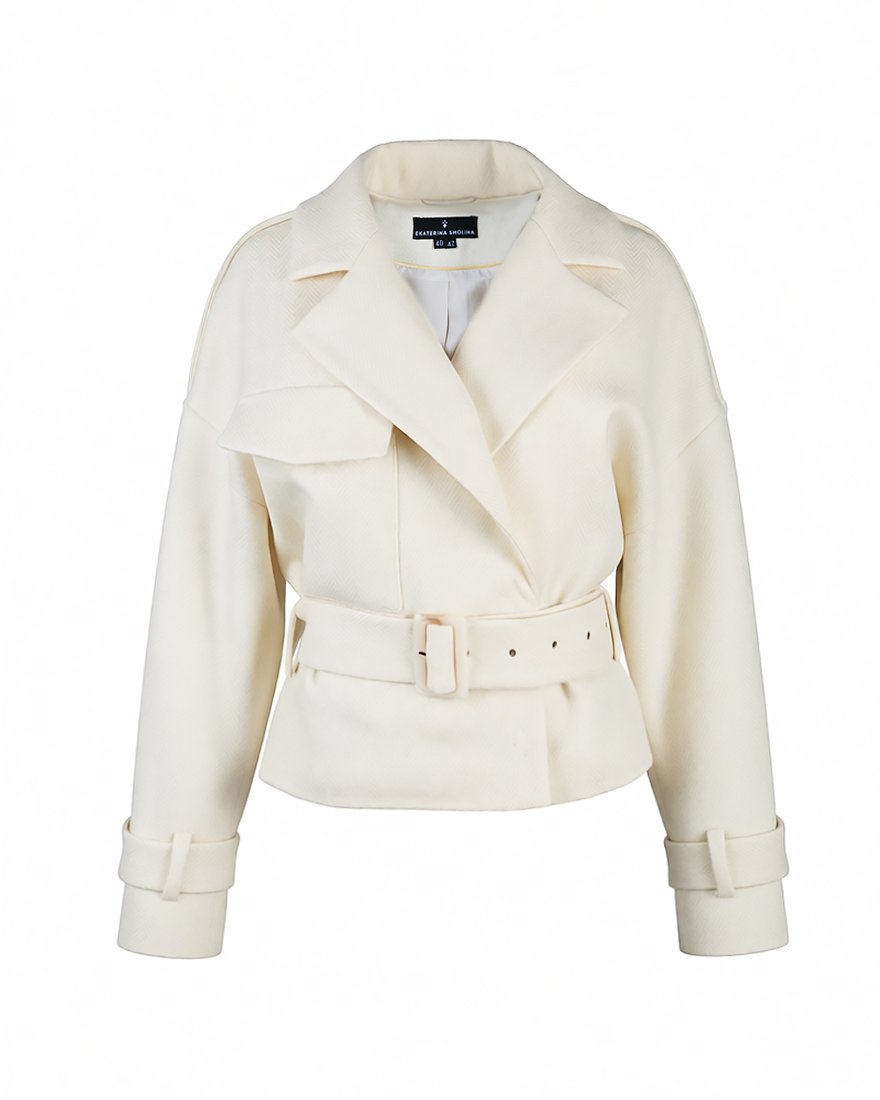 Жакет-косуха молочного цвета из итальянской ткани www.EkaterinaSmolina.ru