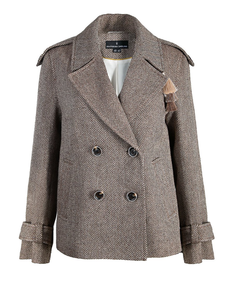 Жакет в коричневую елочку из итальянской ткани www.EkaterinaSmolina.ru