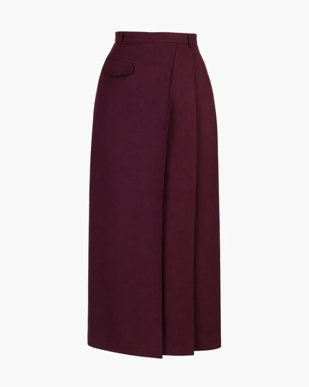 Юбка-карандаш со складками цвета винной фуксии