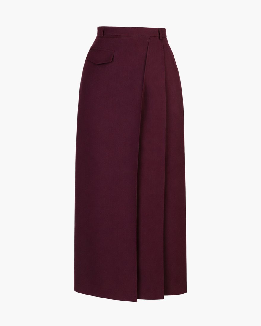 Юбка-карандаш со складками цвета винной фуксии www.EkaterinaSmolina.ru