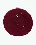 Берет со стразами в винном цвете